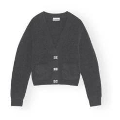Ganni Cardigan Solid Alpaga Et Laine Mérinos | Carbon