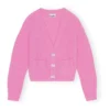 Ganni Cardigan Solid Alpaga Et Laine Mérinos | Pink