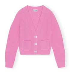 Ganni Cardigan Solid Alpaga Et Laine Mérinos | Pink