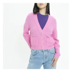 Ganni Cardigan Solid Alpaga Et Laine Mérinos | Pink -Trend Luxer Sales Store unnamed file 2373