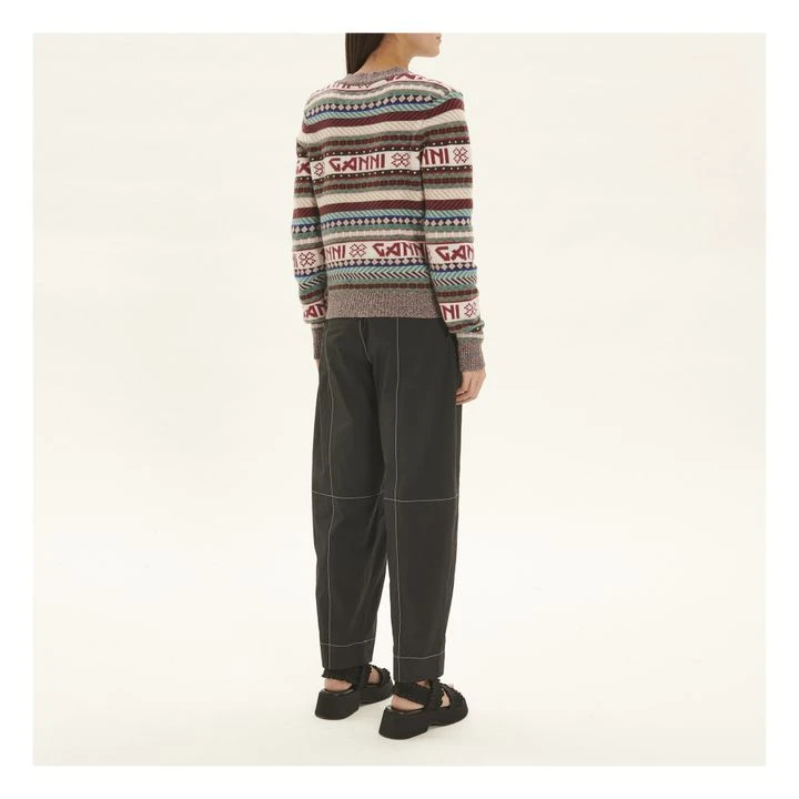 Ganni Wool Logo Mix Cardigan | Ecru 3 Ganni Wool Logo Mix Cardigan | Ecru - Image 3