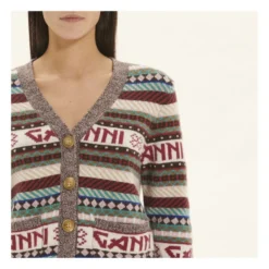 Ganni Wool Logo Mix Cardigan | Ecru 11 Ganni Wool Logo Mix Cardigan | Ecru -Trend Luxer Sales Store unnamed file 2379