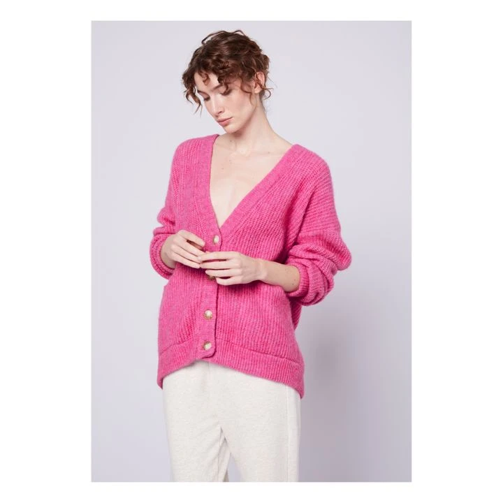 American Vintage East Alpaca Wool Cardigan | Magenta 3 American Vintage East Alpaca Wool Cardigan | Magenta - Image 3