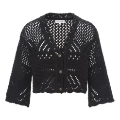 Crochet Knit Cardigan | Black