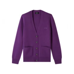 A.P.C. Louisa Merino Wool Cardigan | Purple