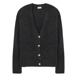 American Vintage East Alpaca Wool Cardigan | Marled Charcoal Grey