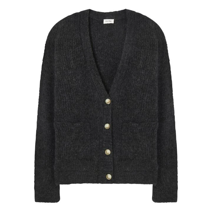 American Vintage East Alpaca Wool Cardigan | Marled Charcoal Grey 1 American Vintage East Alpaca Wool Cardigan | Marled Charcoal Grey