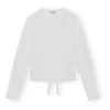 Ganni Ribbed Wrap Over Top | White