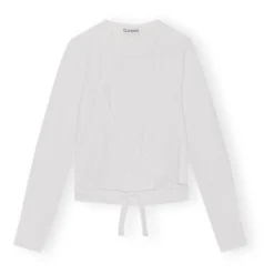 Ganni Ribbed Wrap Over Top | White