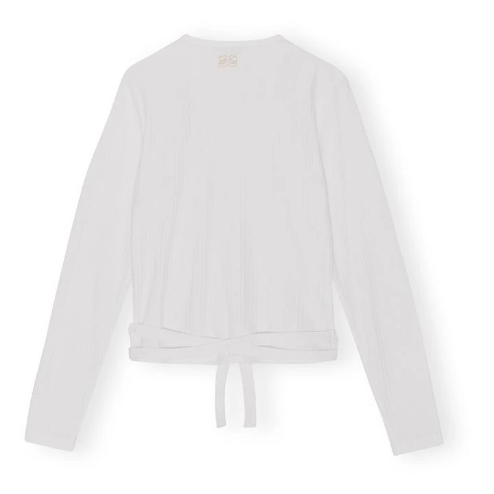 Ganni Ribbed Wrap Over Top | White 5 Ganni Ribbed Wrap Over Top | White - Image 5