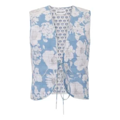 ANTIK BATIK Peony Sleeveless Quilted Vest | Blue