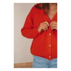 Organic Cotton Cardigan | Red -Trend Luxer Sales Store unnamed file 2479