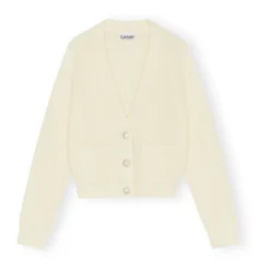 Ganni Solid Alpaca And Merino Wool Cardigan | Cream