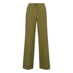 Cotton And Linen Straight-Leg Trousers | Olive Green