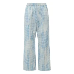 Achilles Cotton And Linen Check Pants | Azure Blue