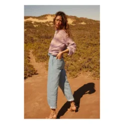 Pantalon Denim Paper Bag Coton Bio | Denim Bleached -Trend Luxer Sales Store unnamed file 507