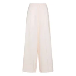 FORTE_FORTE Embroidered Cotton Poplin Palazzo Pants | Powder Pink
