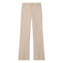 Island Chevron Wool And Linen Pants | Beige