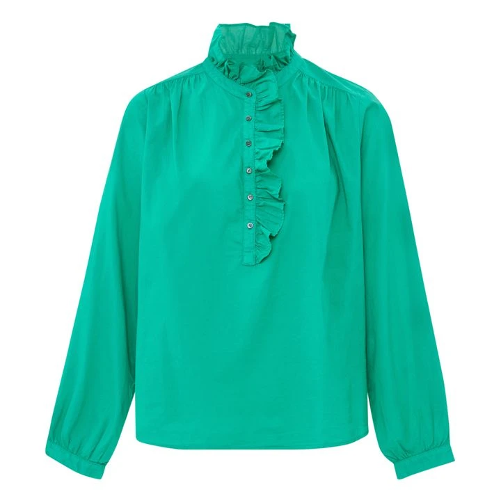 Caspian Cotton Poplin Blouse | Green 1 Caspian Cotton Poplin Blouse | Green