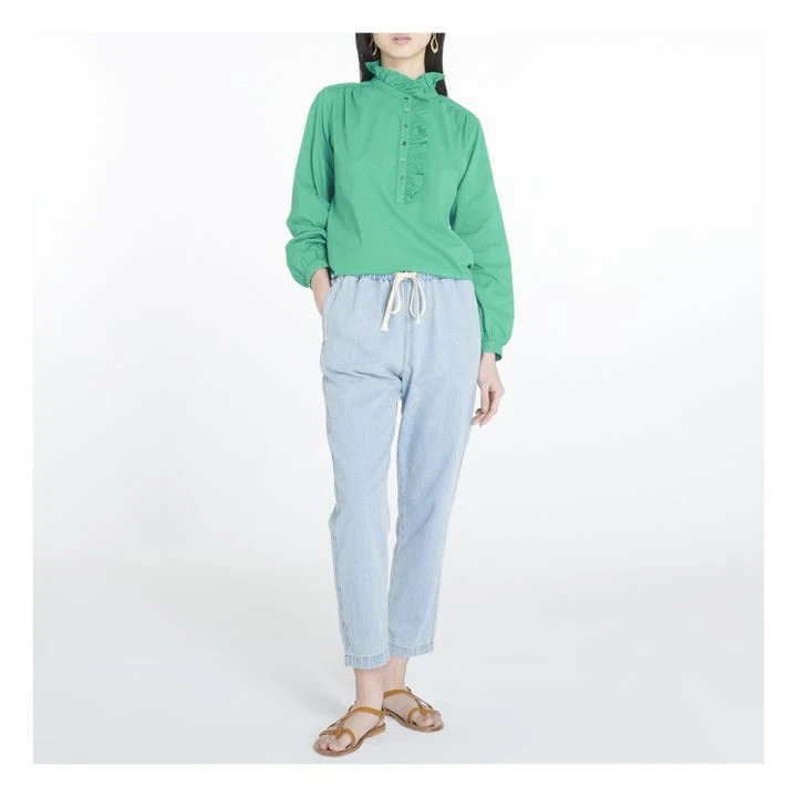 Caspian Cotton Poplin Blouse | Green 2 Caspian Cotton Poplin Blouse | Green - Image 2