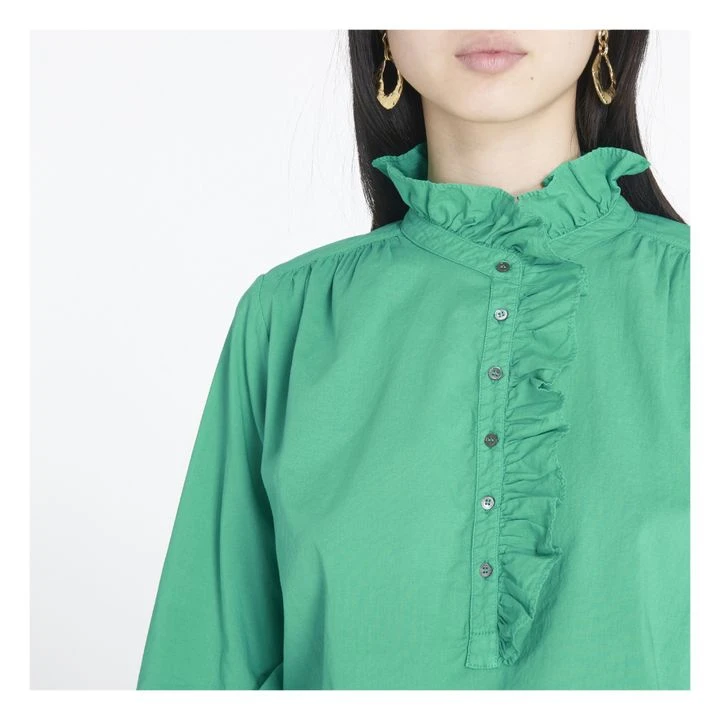 Caspian Cotton Poplin Blouse | Green 3 Caspian Cotton Poplin Blouse | Green - Image 3