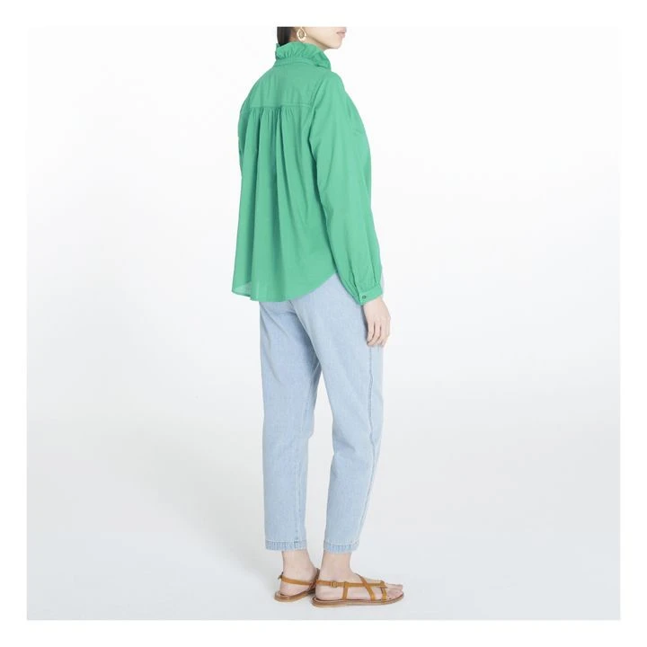 Caspian Cotton Poplin Blouse | Green 4 Caspian Cotton Poplin Blouse | Green - Image 4