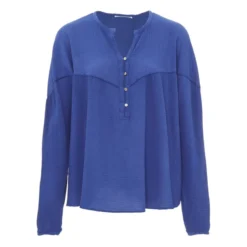 Cotton Crepe Blouse | Blue