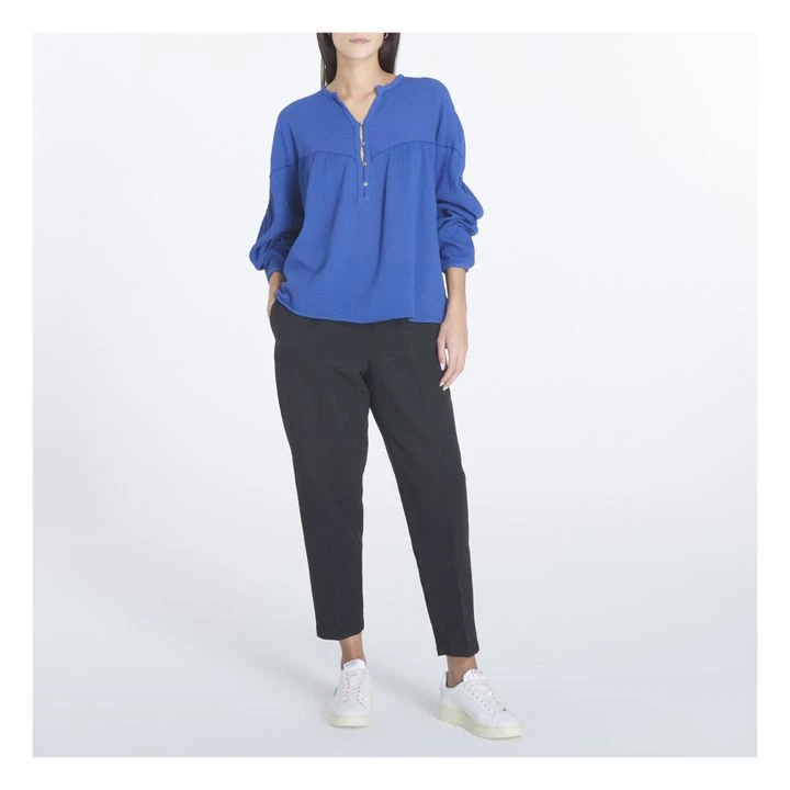 Cotton Crepe Blouse | Blue 2 Cotton Crepe Blouse | Blue - Image 2