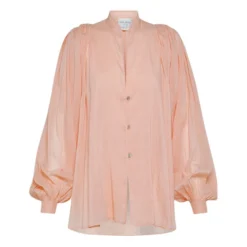 FORTE_FORTE Puff Sleeve Cotton Voile & Silk Blouse | Powder Pink