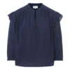 Aria Cotton Poplin Blouse | Navy Blue