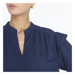 Aria Cotton Poplin Blouse | Navy Blue -Trend Luxer Sales Store unnamed file 777