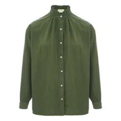 Rosebush Double Cotton Muslin Blouse - Women’s Collection | Dark Green