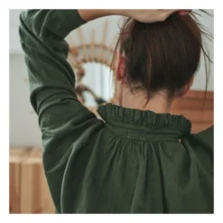 Rosebush Double Cotton Muslin Blouse - Women’s Collection | Dark Green -Trend Luxer Sales Store unnamed file 808
