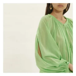 FORTE_FORTE Bohemian Silk And Cotton Voile Blouse | Green -Trend Luxer Sales Store unnamed file 836