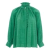 Evora Bubble Crepe Blouse | Green