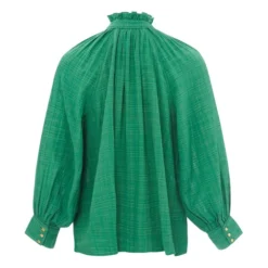 Evora Bubble Crepe Blouse | Green -Trend Luxer Sales Store unnamed file 856