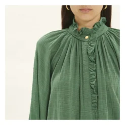 Evora Bubble Crepe Blouse | Green -Trend Luxer Sales Store unnamed file 857
