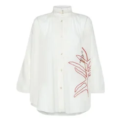 FORTE_FORTE Blouse Brodée Bohémienne Coton Et Voile De Soie | White