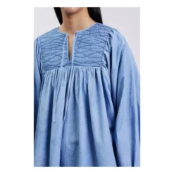 Nadja Organic Cotton Blouse | Indigo Blue -Trend Luxer Sales Store unnamed file 945