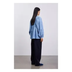 Nadja Organic Cotton Blouse | Indigo Blue -Trend Luxer Sales Store unnamed file 946