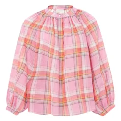 Thalia Checked Blouse | Pink