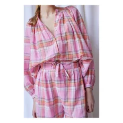 Thalia Checked Blouse | Pink -Trend Luxer Sales Store unnamed file 969
